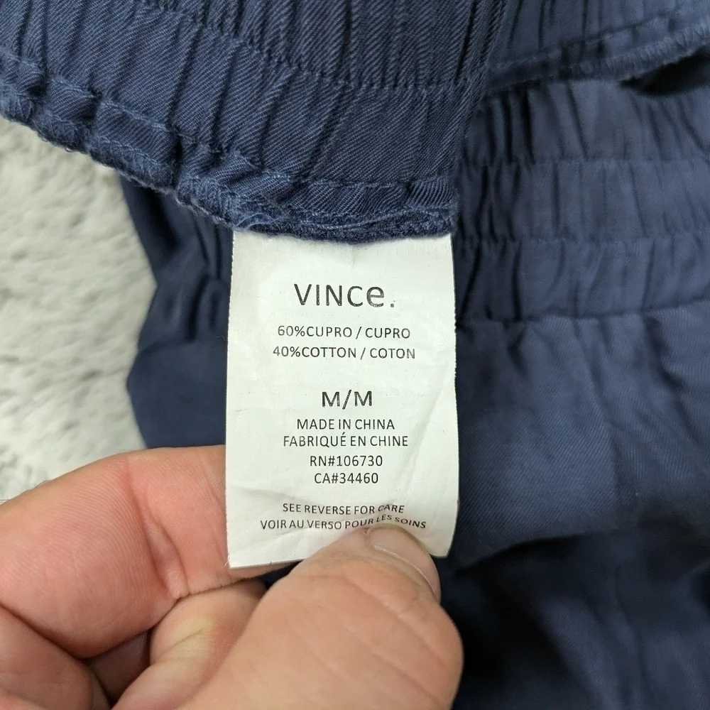 Vince Shorts Women's M Blue Navy Cupro Cotton Tie Waist Comfy Casual Pockets 4.5